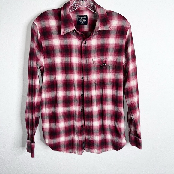 Abercrombie & Fitch Top Women Small Shirt Plaid Flannel Red Button Down S - Picture 1 of 7